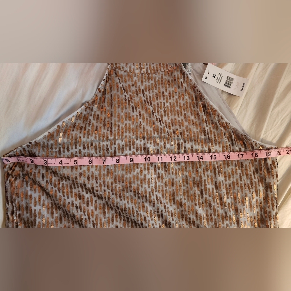 Cupio Heather Grey With Gold Sequins Maxi Dress. NWT. - Picture 11 of 12